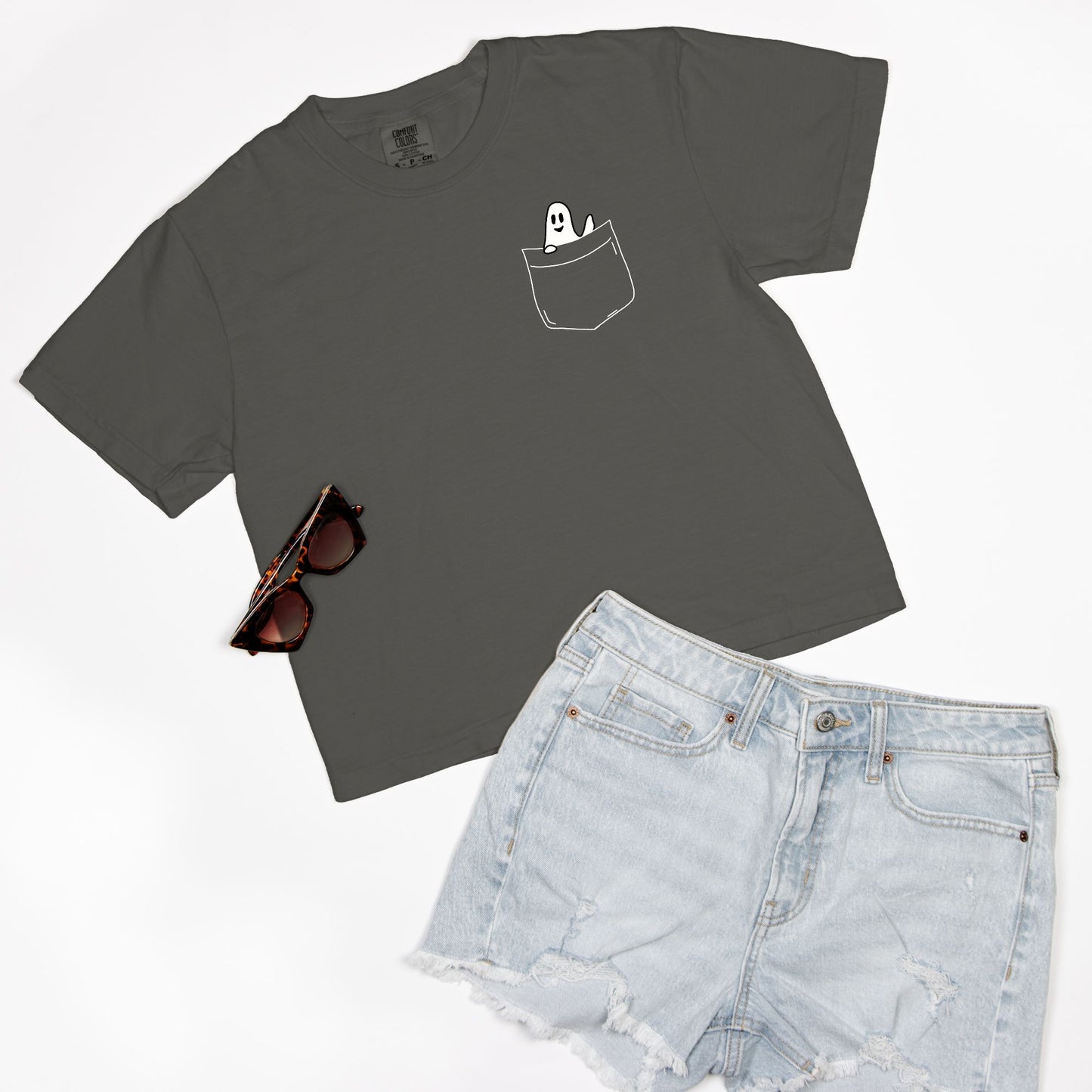Ghost in Pocket Comfort Colors Boxy Tee