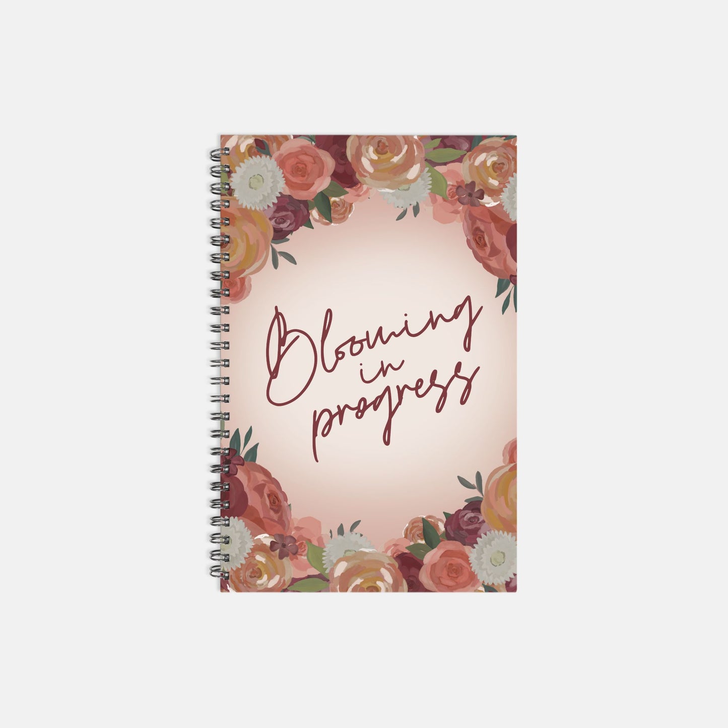 Blooming in Progress Floral Notebook Hardcover Spiral 5.5 x 8.5