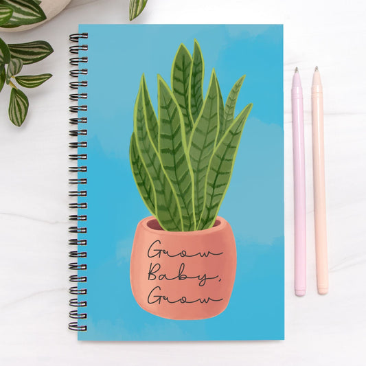 Grow Baby Grow Snake Plant Notebook Hardcover Spiral 5.5 x 8.5