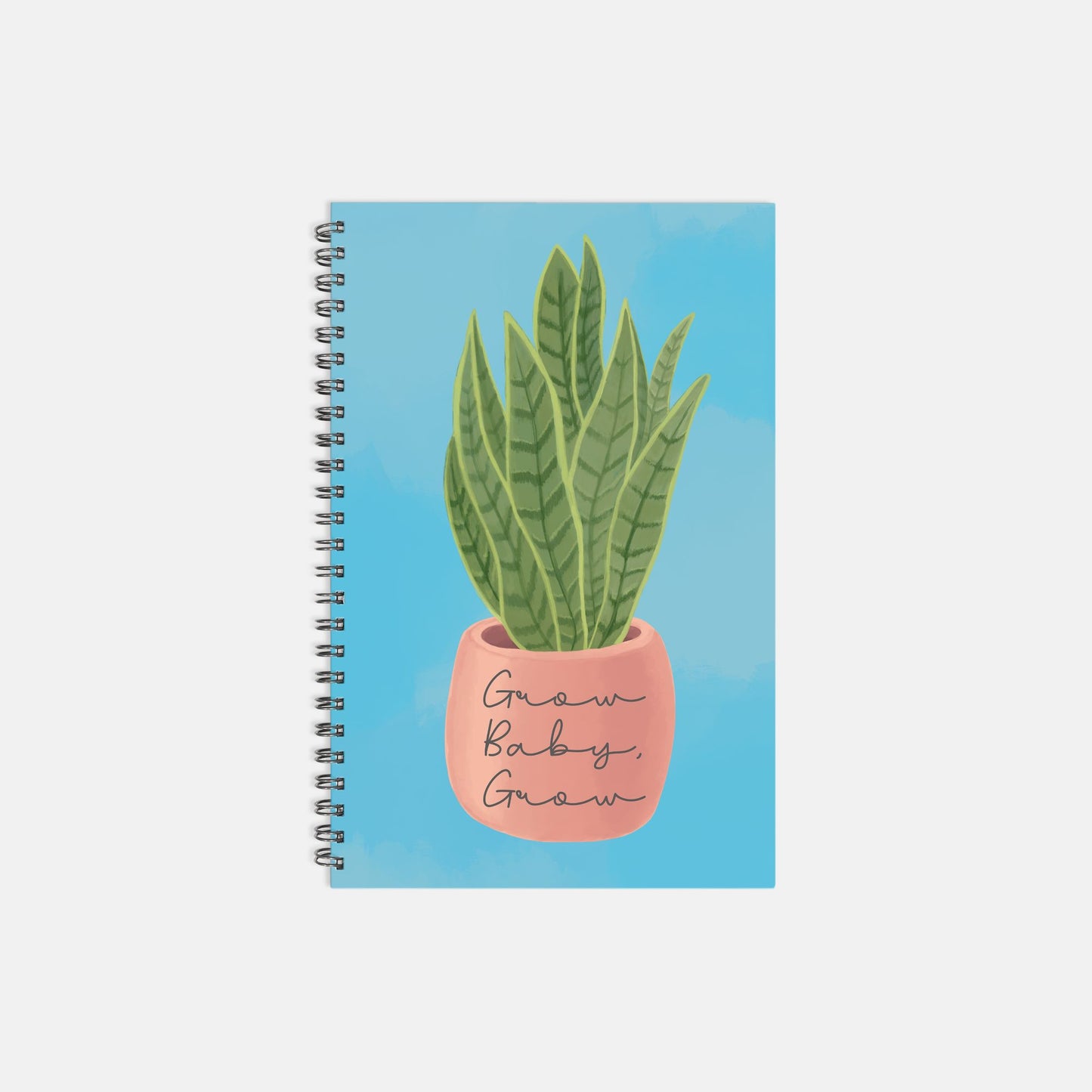 Grow Baby Grow Snake Plant Notebook Hardcover Spiral 5.5 x 8.5