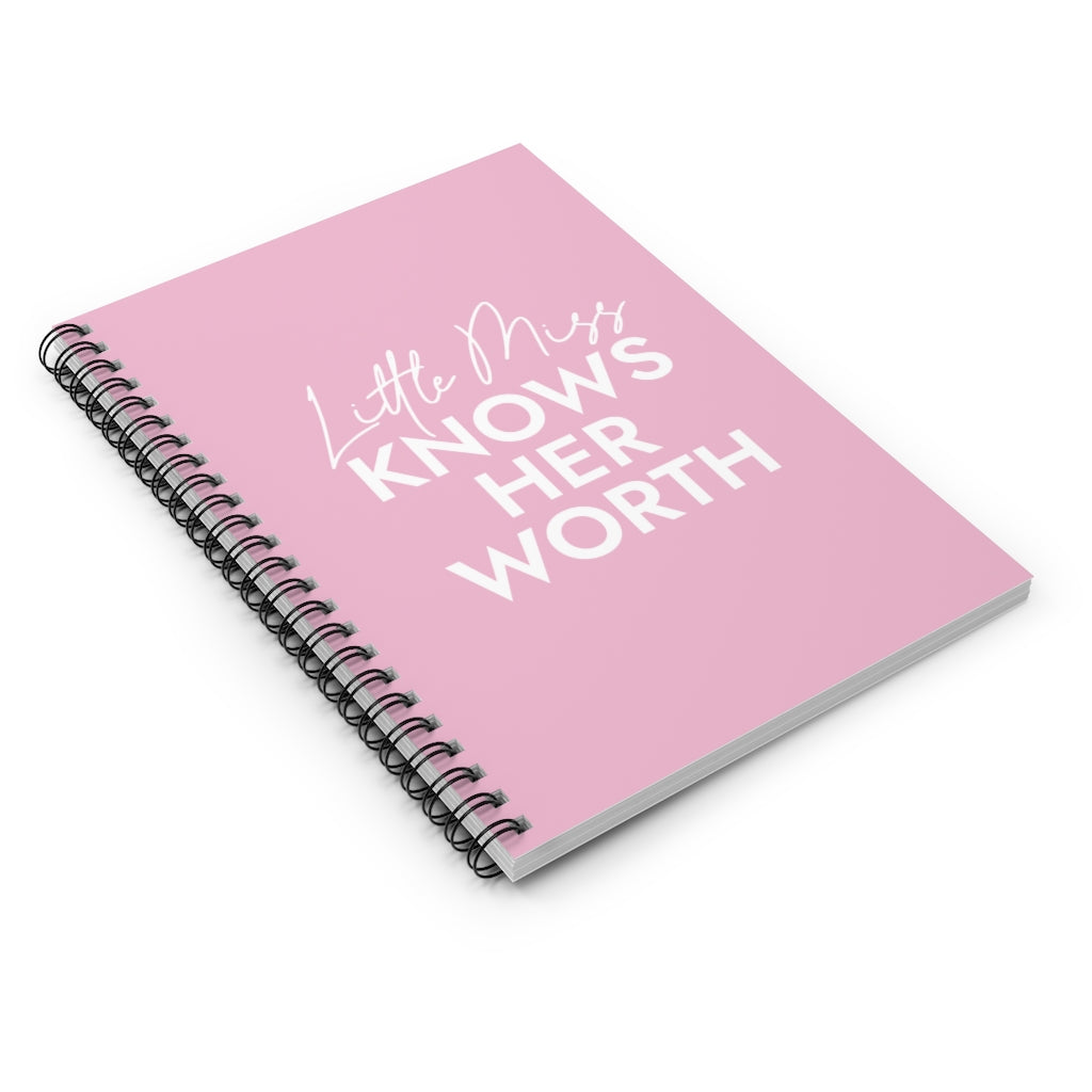 Little Miss Knows Her Worth Pink Spiral Notebook - Ruled Line