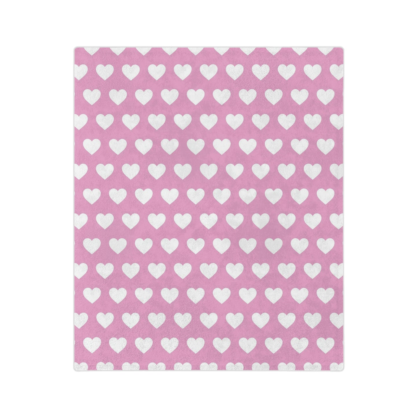 Cozy Pink Blanket with White Hearts