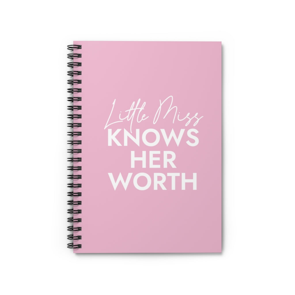 Little Miss Knows Her Worth Pink Spiral Notebook - Ruled Line