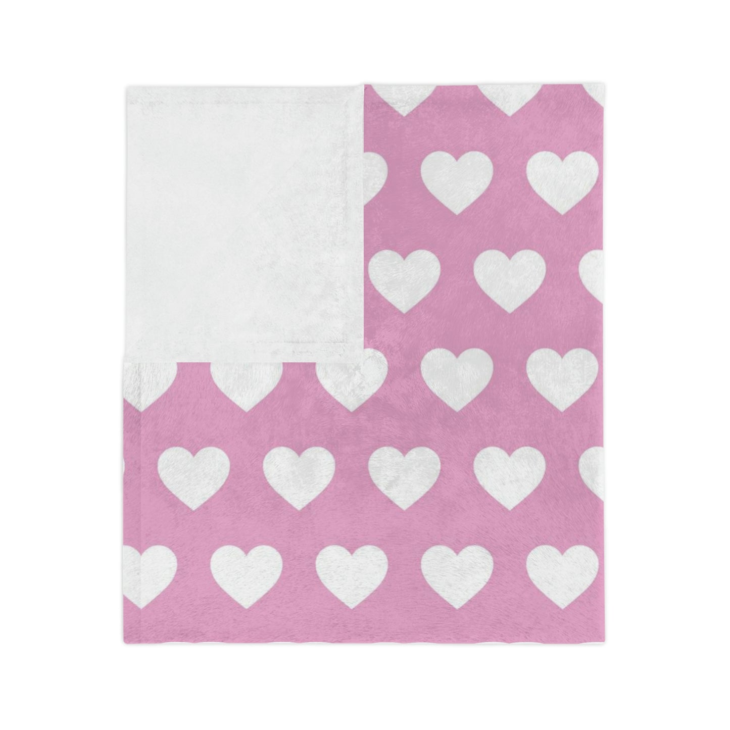 Cozy Pink Blanket with White Hearts