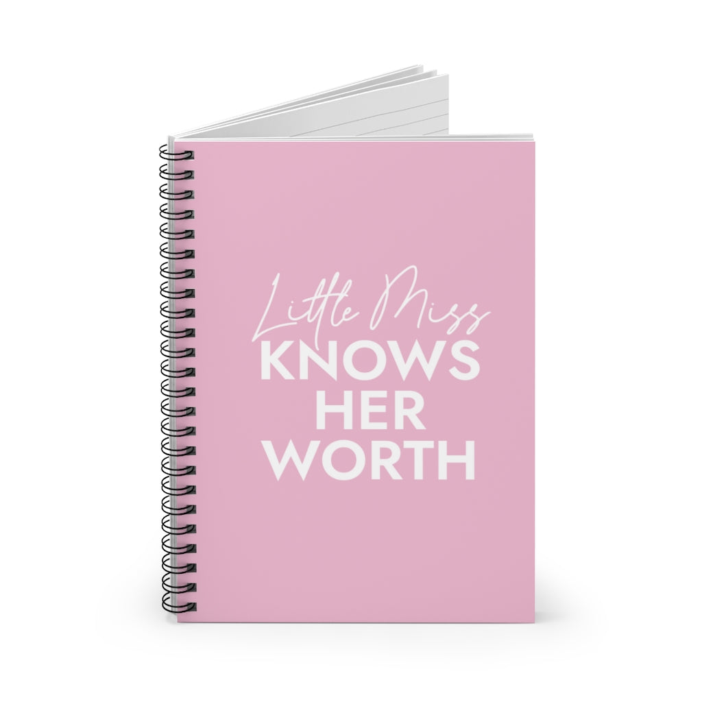 Little Miss Knows Her Worth Pink Spiral Notebook - Ruled Line